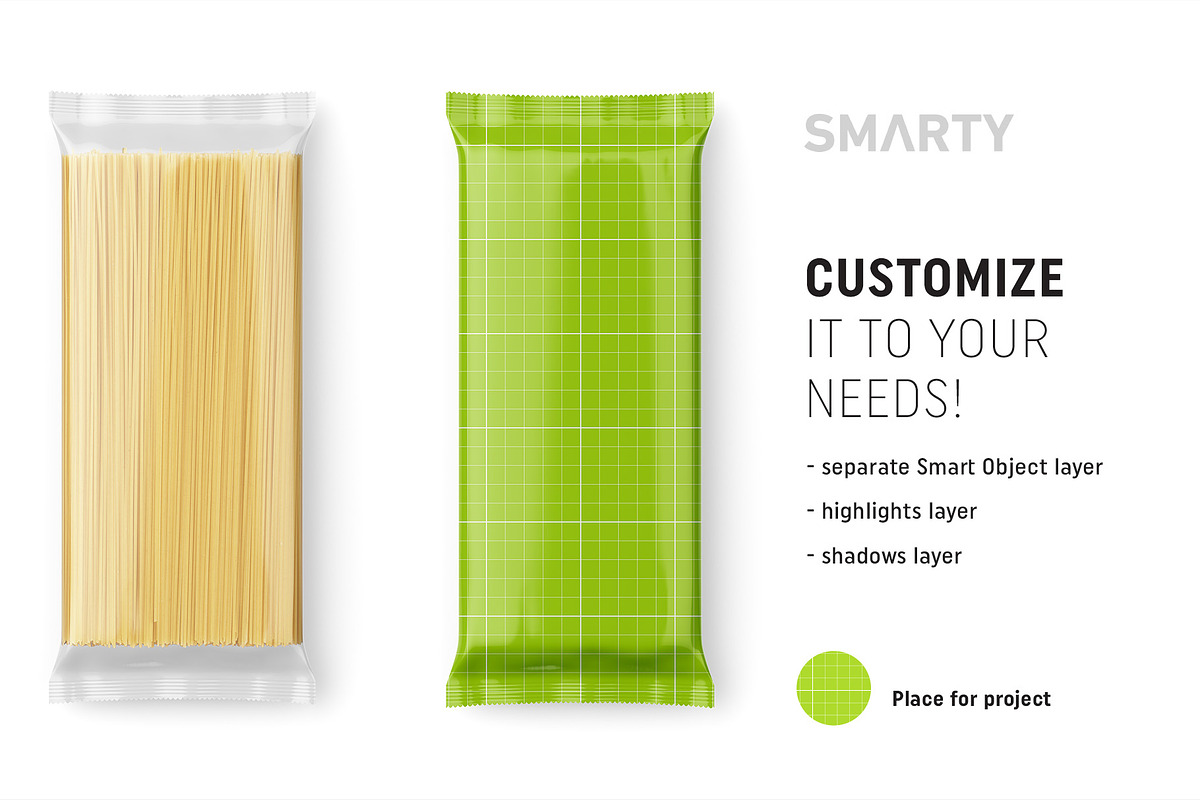 Spaghetti pasta package mockup, a Packaging Mockup by Smarty Mockups