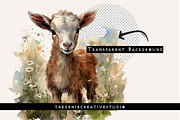 Watercolor PNG  Baby Goat Clipart, an Animal Illustration by Geniecreativestudio (Thumbnail 2 of 9)