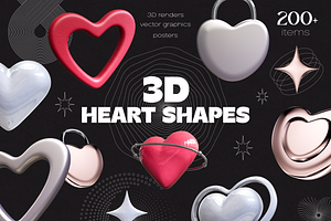 3D Heart Shapes. Graphics & Posters