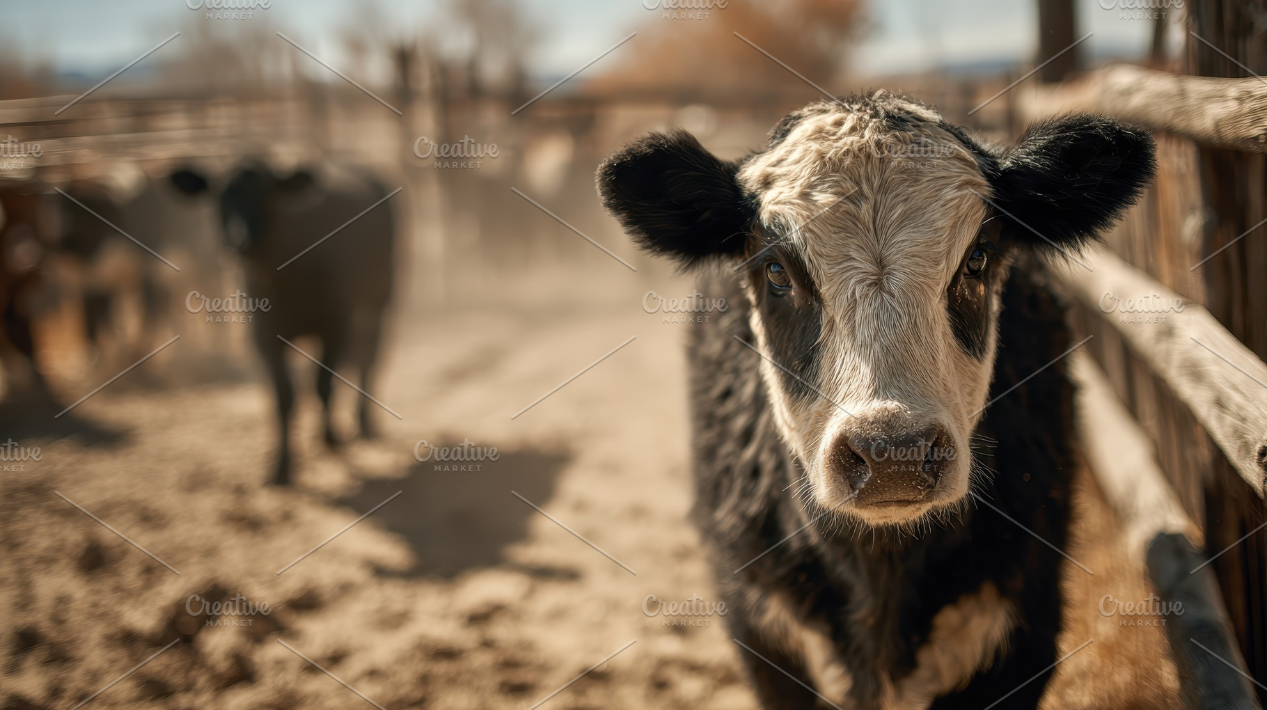 Young Calf in Farm Pasture Curious G, a Photo by Pixeness Studio