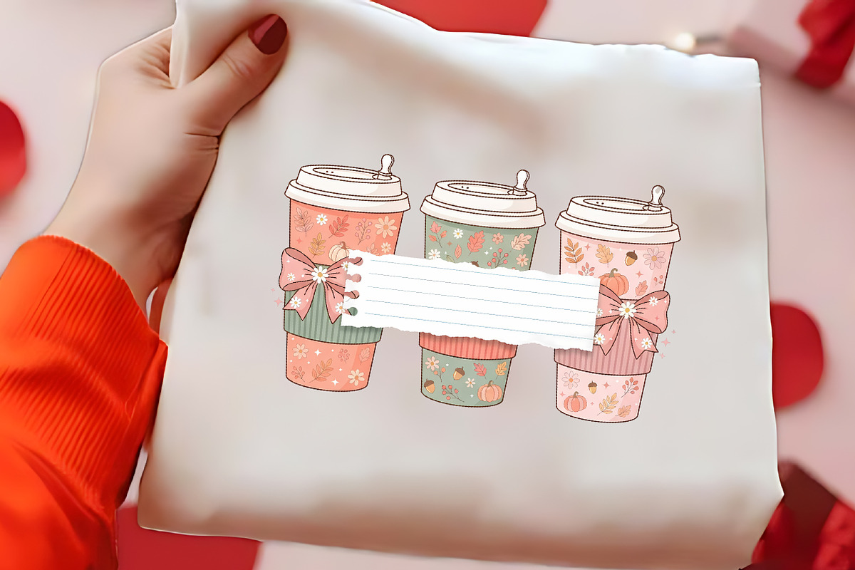 Custom Name Fall Coffee Cups PNG, a Seasonal Illustration by CrexoraLab (Photo 2 of 3)