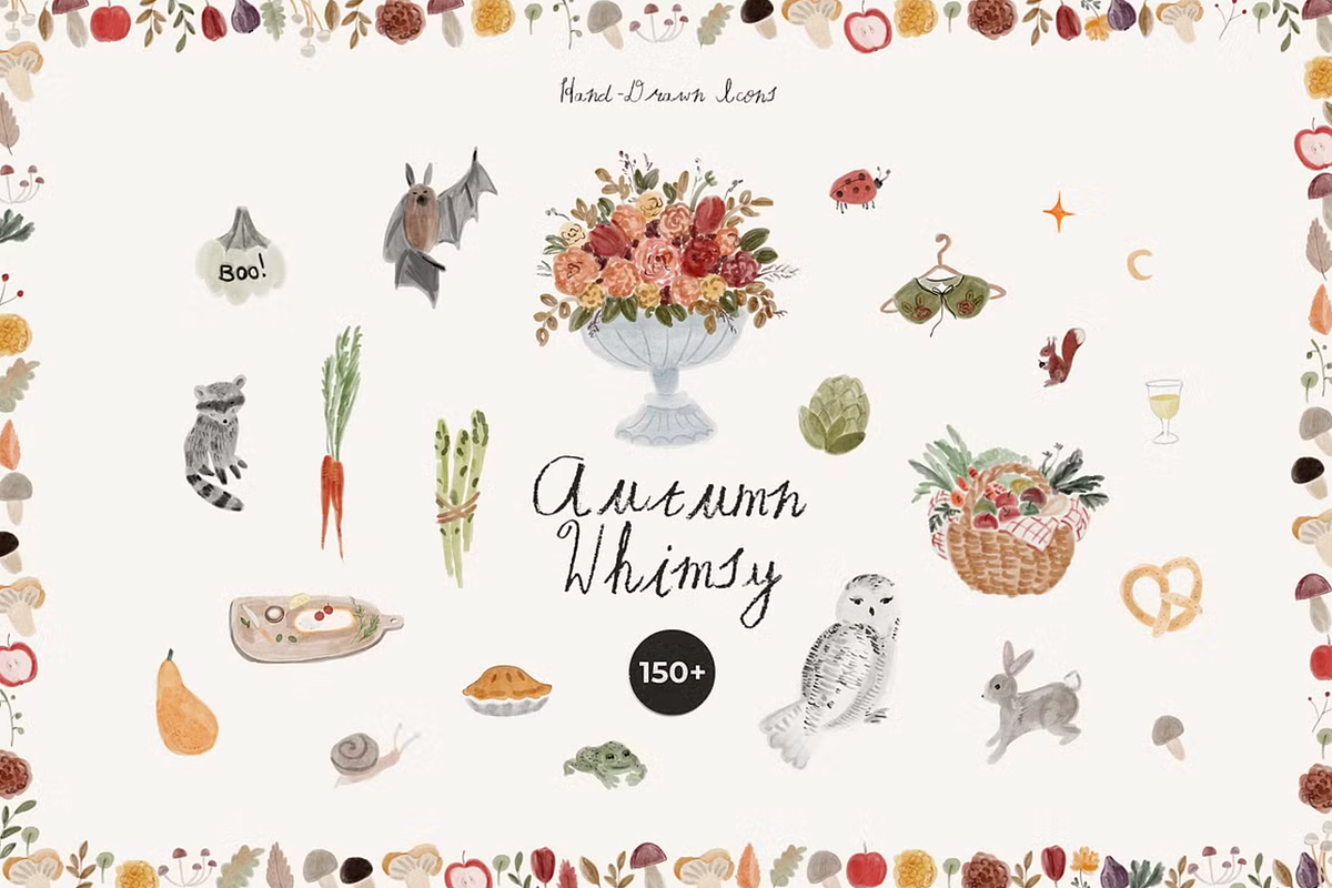 AUTUMN BUNDLE Textures Icons Prints, an Object Graphic by Lana Elanor (Photo 9 of 10)