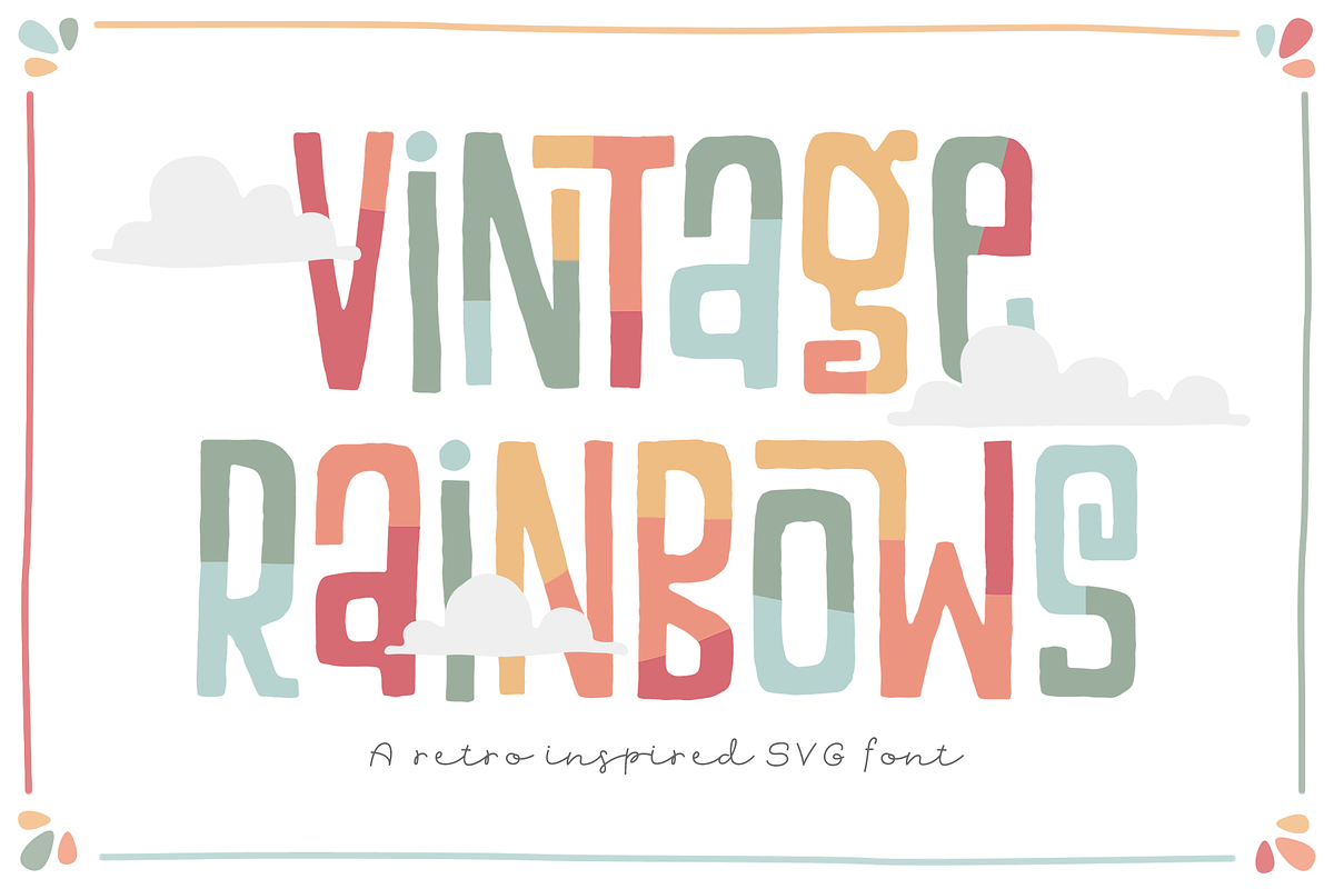 Vintage Rainbows Font, a Font by Denise Chandler (Photo 1 of 9)