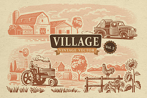 Vintage Village Vector. Vol2.