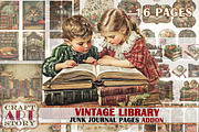 Library Junk Journal Pages ADDON, a Decorative Illustration by CraftArtStory (Thumbnail 1 of 5)
