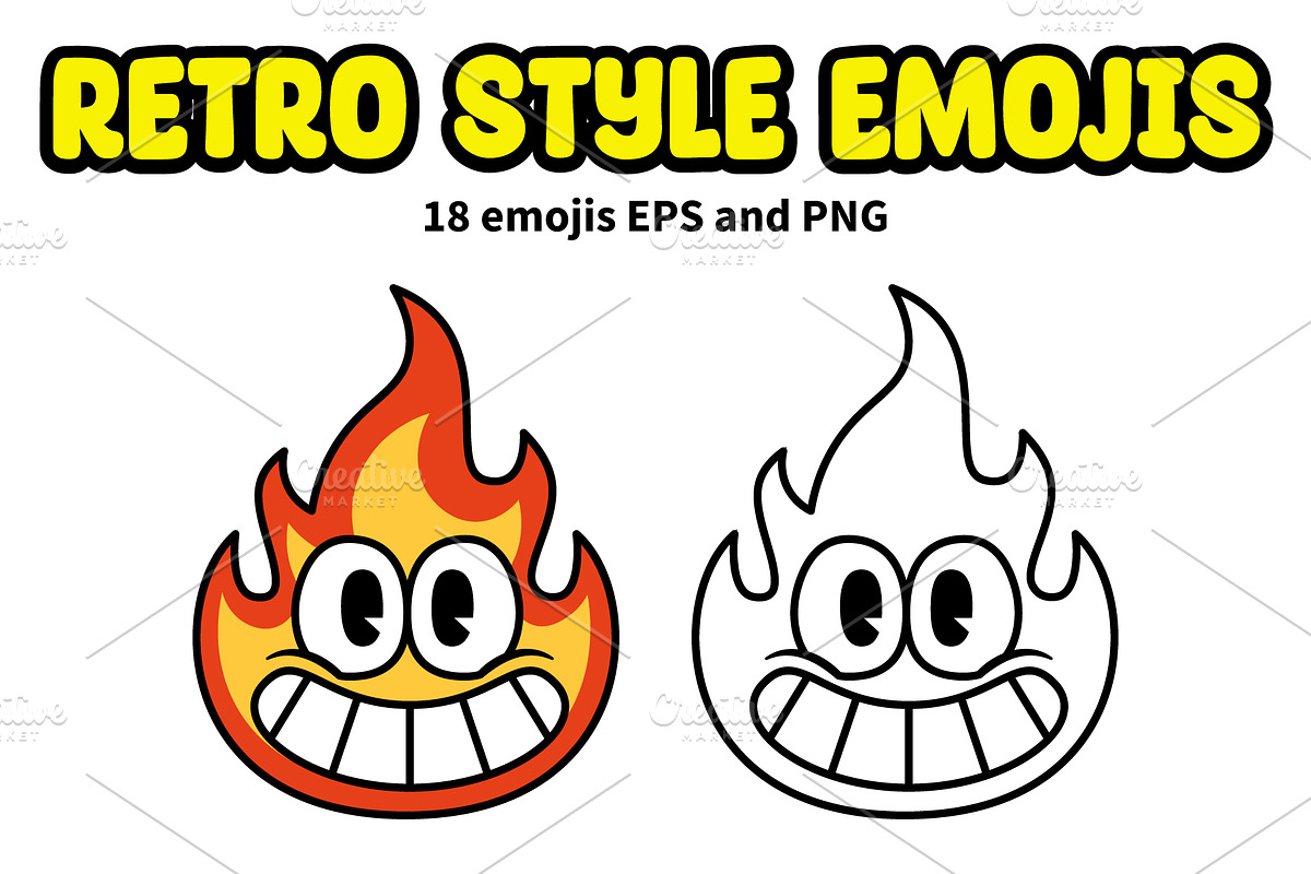 Vector 18 Retro Style Emojis, a Decorative Illustration by Andres M Rodriguez (Photo 3 of 3)
