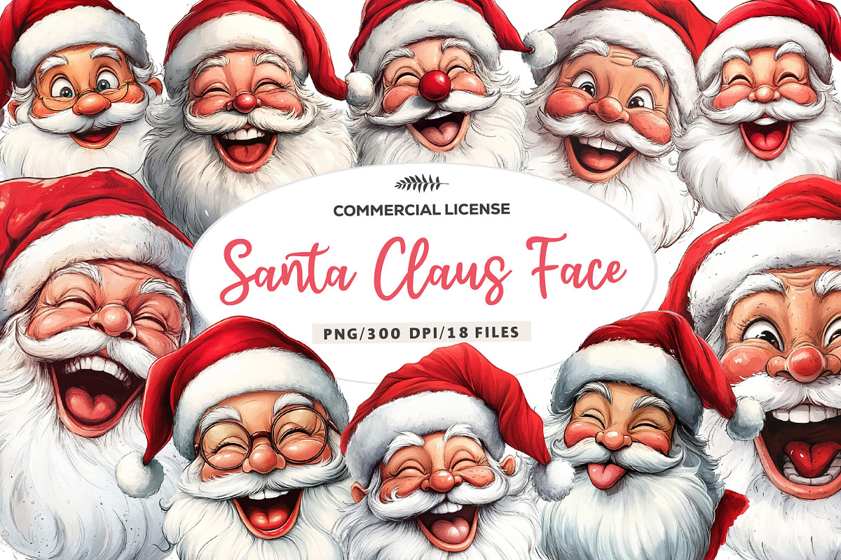 cozy santa claus face clipart, an Illustration by CreationArt (Photo 1 of 4)