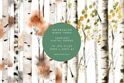 Watercolor Birch Trees, a Pattern Graphic by PeDe Designs (Thumbnail 3 of 6)