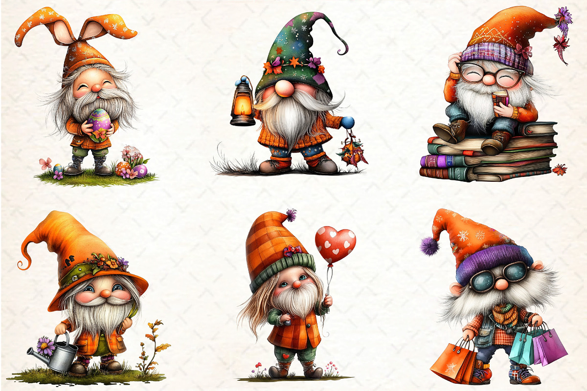 Stylish Gnome Clipart, an Illustration by DreamCafeArt (Photo 5 of 8)