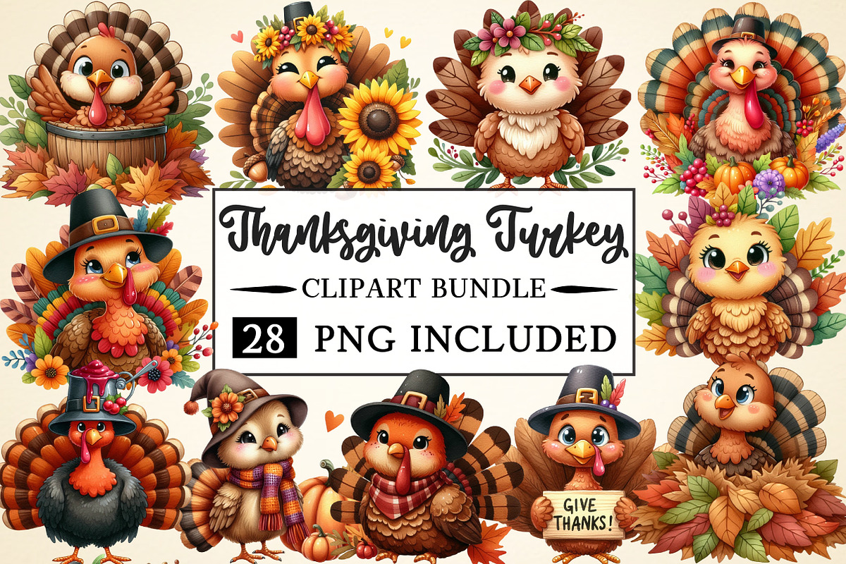 Watercolor Thanksgiving Clipart, a Seasonal Illustration by Daily.Designs