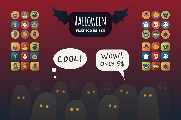 Halloween Flat Icons Set