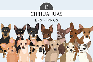Chihuahua Vector Clip Art Bundle