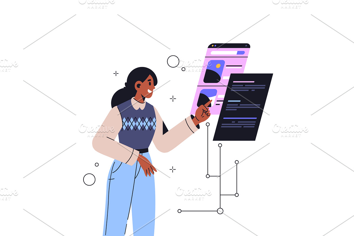 Vector woman use mobile or, a Technology Illustration by Elegant Solution