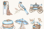 Cinderella Blue Aesthetic Clipart, a Seasonal Illustration by BusyDaydesign (Thumbnail 6 of 9)