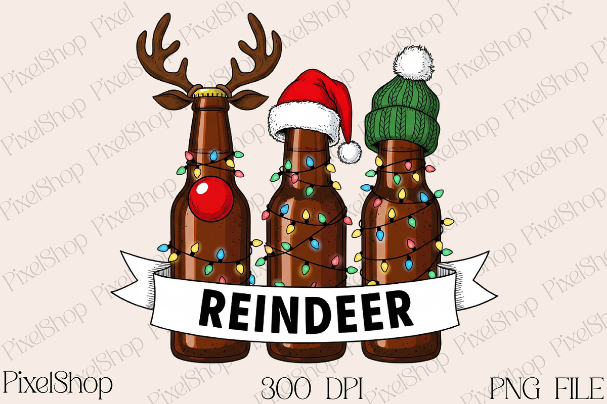 Beer Christmas, Funny Christmas PNG, an Illustration by DreamPrint404 (Photo 1 of 4)