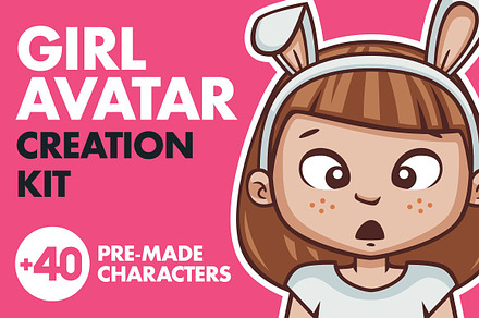 Cartoon Girl Avatar Creation Kit