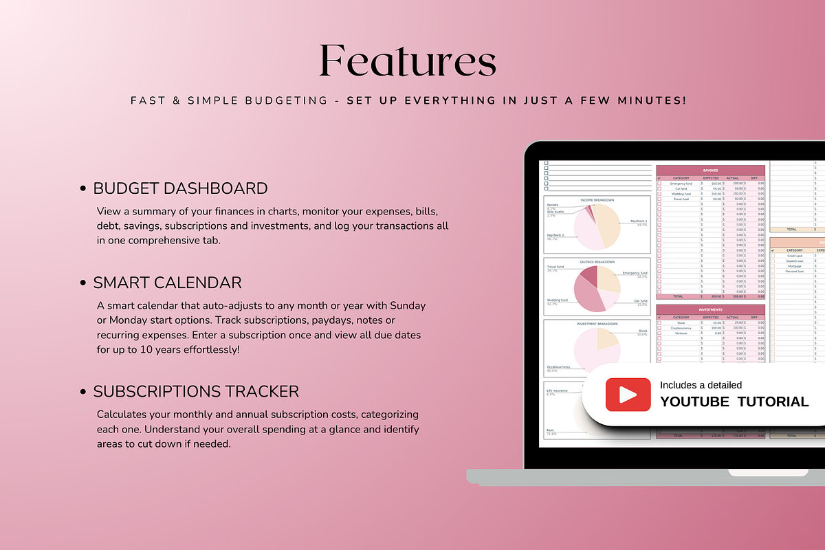 Standard Monthly Budget - Red, a Templates & Theme by The Creative Plans co (Photo 4 of 11)
