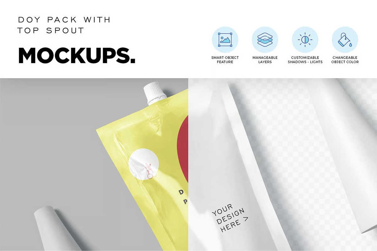 Top Spout Standup Pouch Mockups, a Packaging Mockup by megostudi0 (Photo 5 of 7)