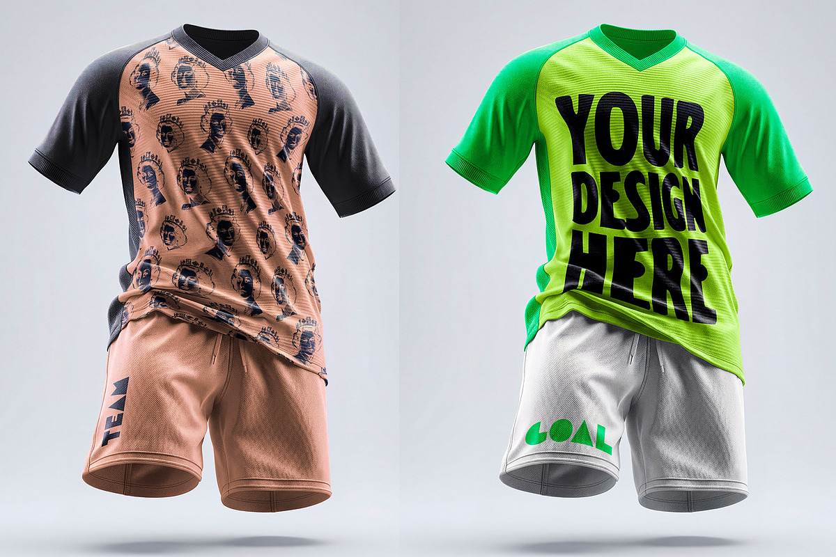 Flying Uniform Mockup Jersey Shorts, a Shirt Mockup by LESZ Design (Photo 3 of 4)