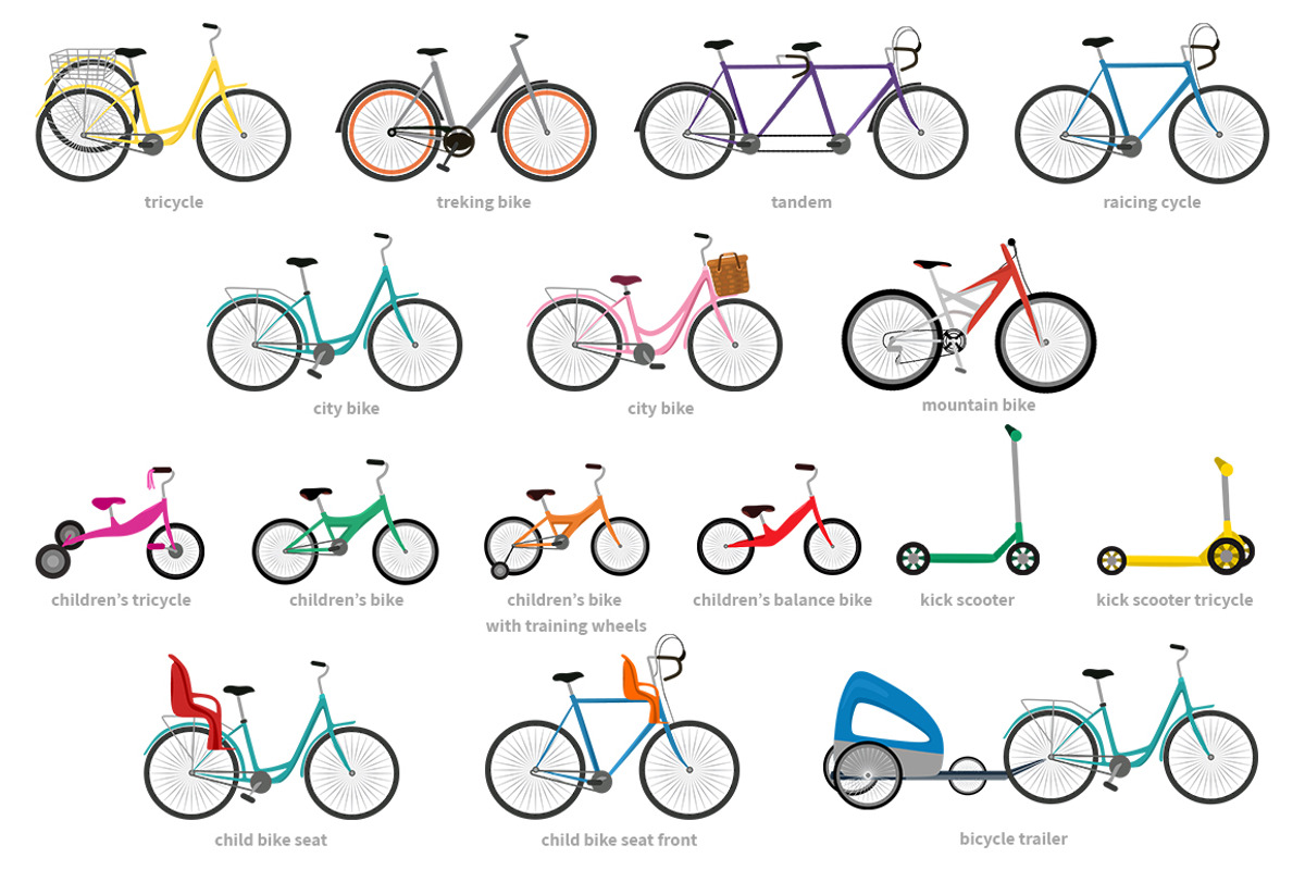 Bike / bicycle vector set, an Illustration by land art (Photo 2 of 20)