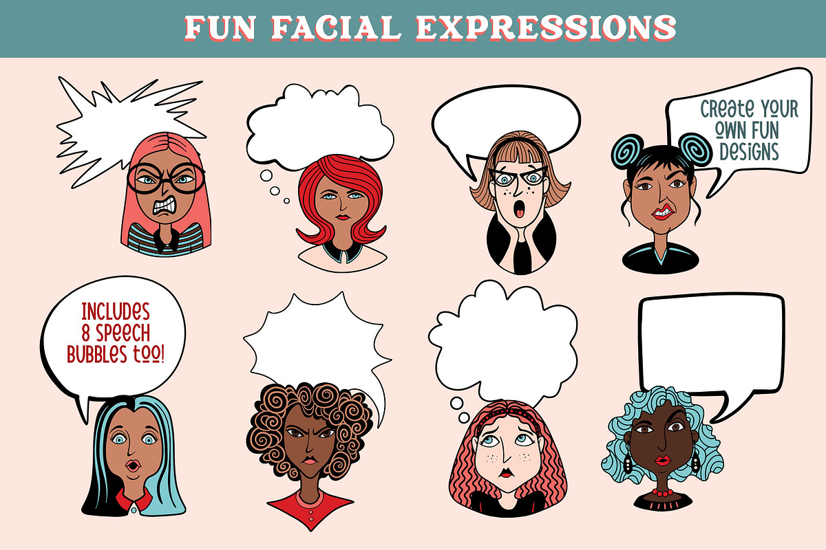 Fun Facial Expressions Vectors PNG, an Illustration by SLS Lines (Photo 3 of 9)