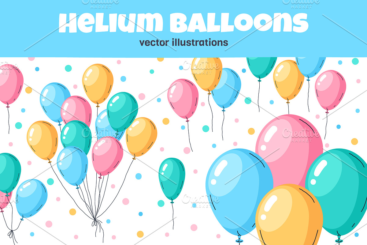 Colorful helium vector balloons, a Decorative Illustration by Torontotokio (Photo 1 of 6)