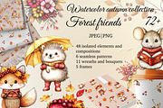 Watercolor Autumn animals set, a Seasonal Illustration by ZabolotnaArt (Thumbnail 1 of 13)
