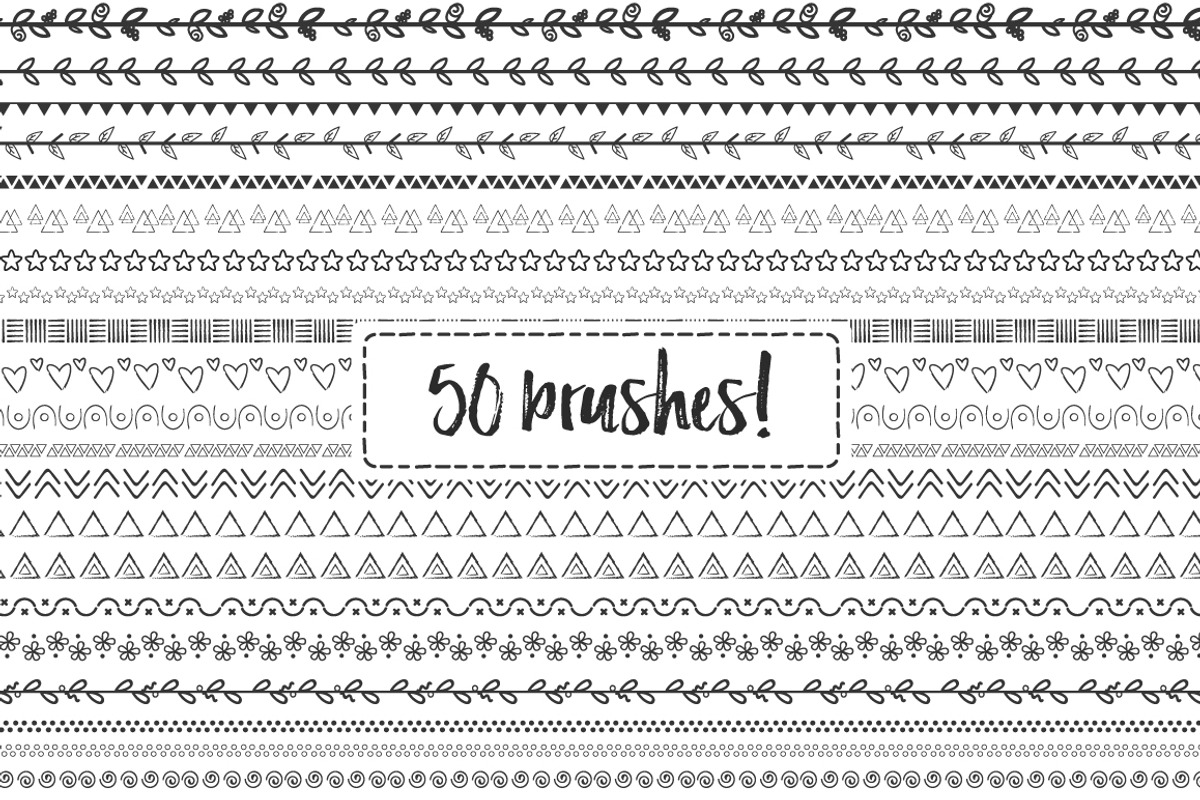 50 Doodle hand drawn brushes -BUNDLE, a Brush Add-On by Andrea De Oliveira (Photo 2 of 5)