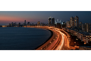 Mumbai Marine Drive Skyline at Night, an Architecture Photo by piter.goskov
