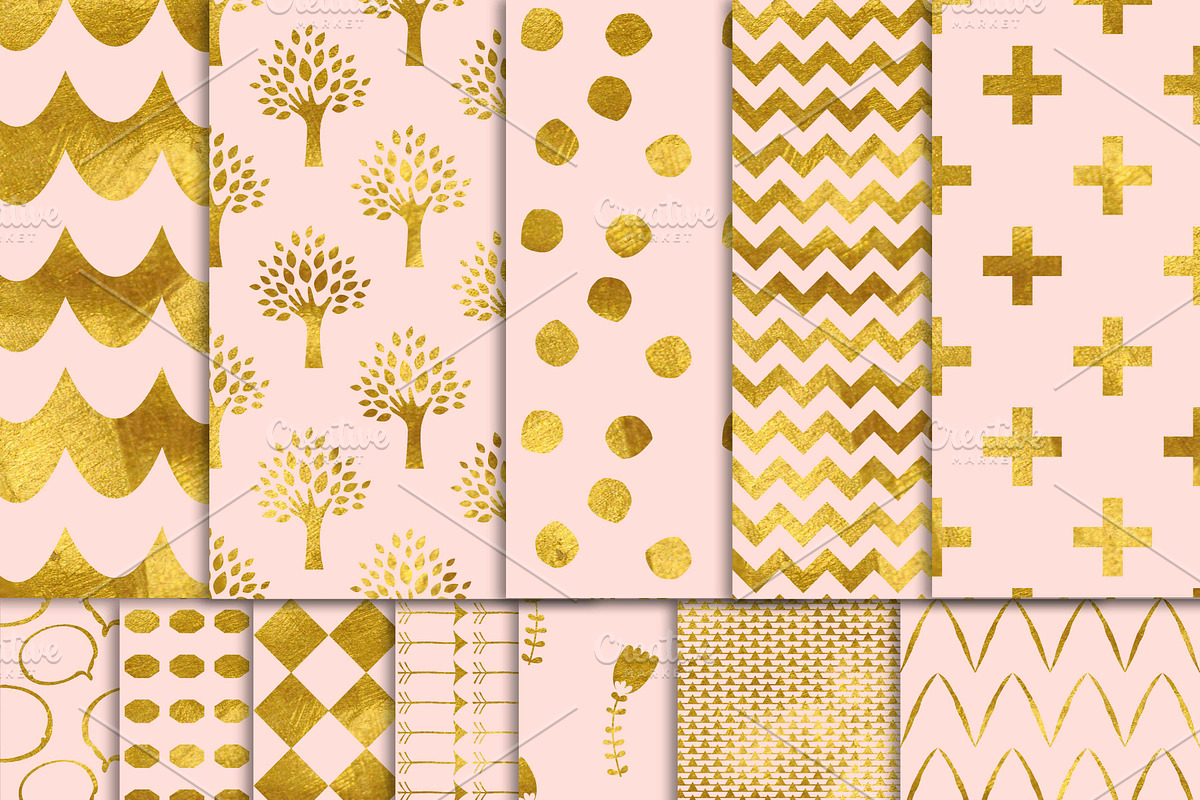 Pink and Gold Digital Paper preview 2