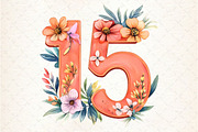 Floral Birthday Numbers Clipart, a Seasonal Illustration by Rose Art (Thumbnail 2 of 4)