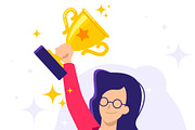 Successful Young Women With Trophy, a Person Illustration by Black White Mouse Design (Thumbnail 2 of 3)