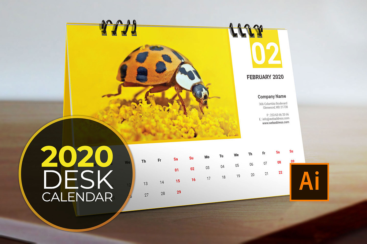 Desk Calendar for 2020 V5, a Stationery Template by graphicbox (Photo 1 of 5)