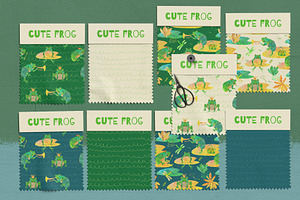 Cute Frogs Patterns Watercolor