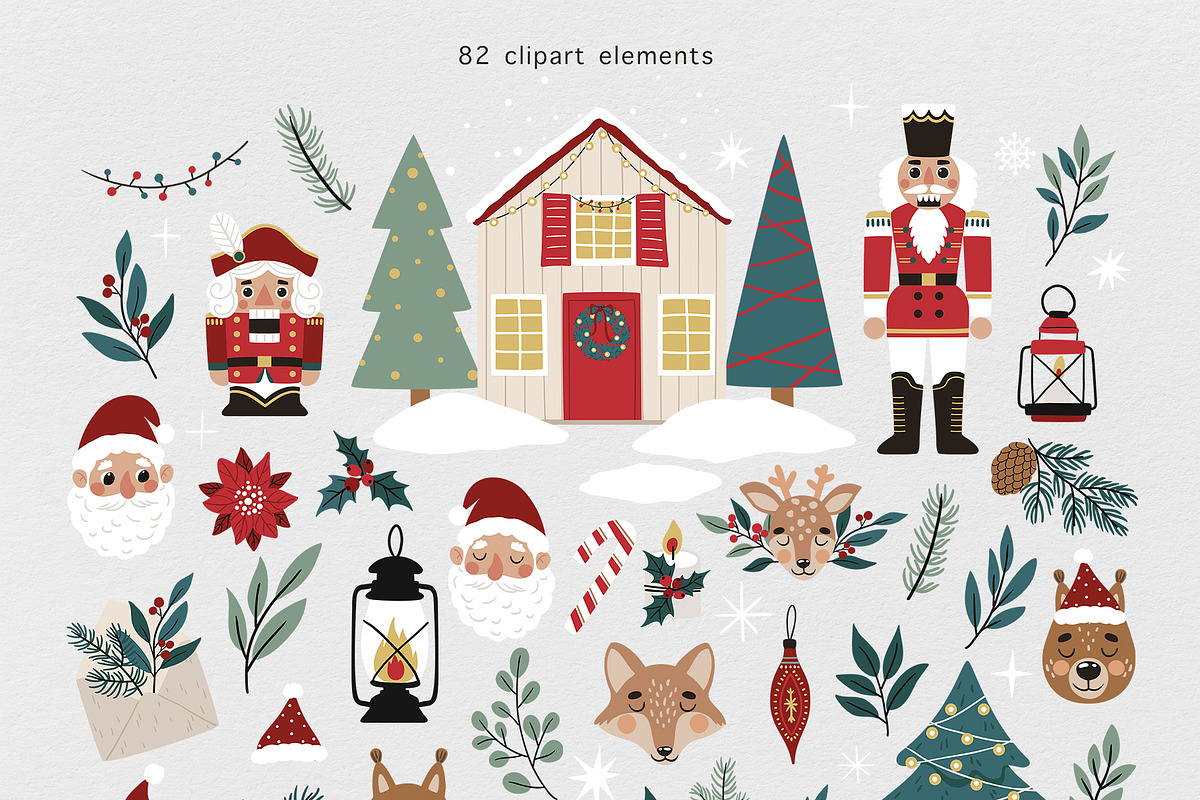 Santa & Nutcracker Christmas Clipart, a Decorative Illustration by Jenny Quince (Photo 2 of 12)