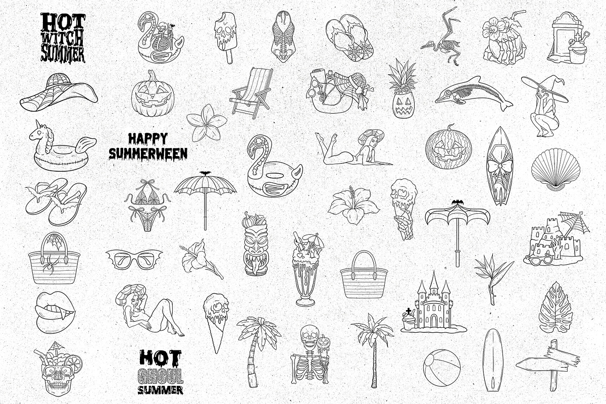 SUMMERWEEN Procreate stamps, a Brush Add-On by SecondOfJuly (Photo 4 of 6)