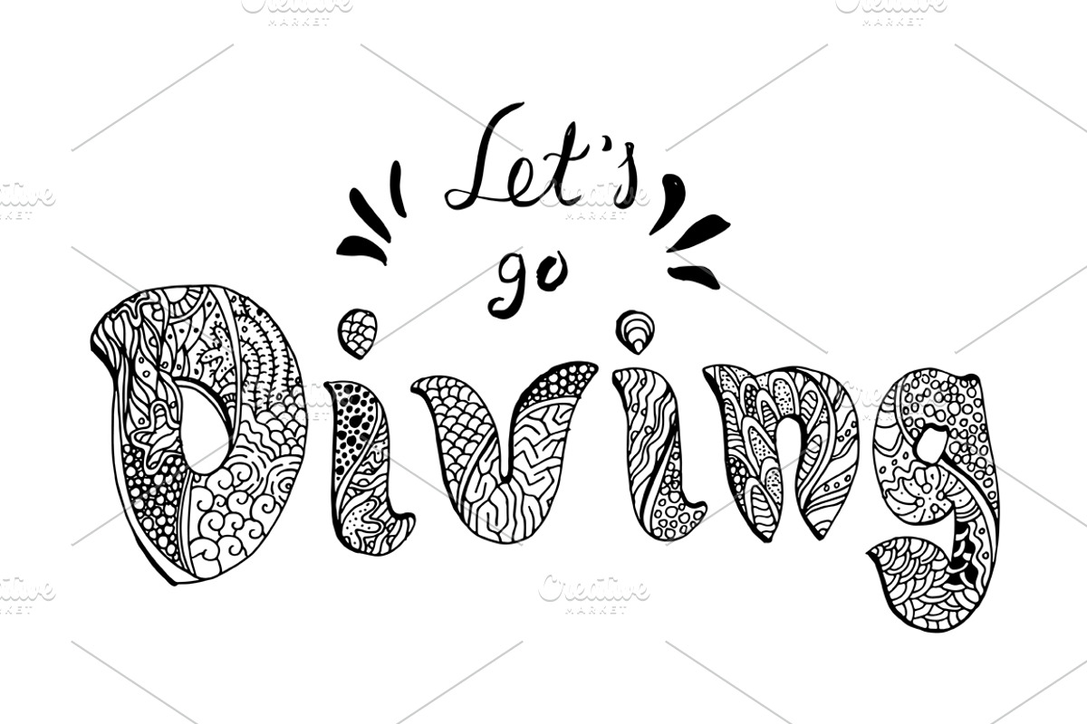 Diving doodles, patterns, lettering., an Illustration by airdynamic (Photo 8 of 8)