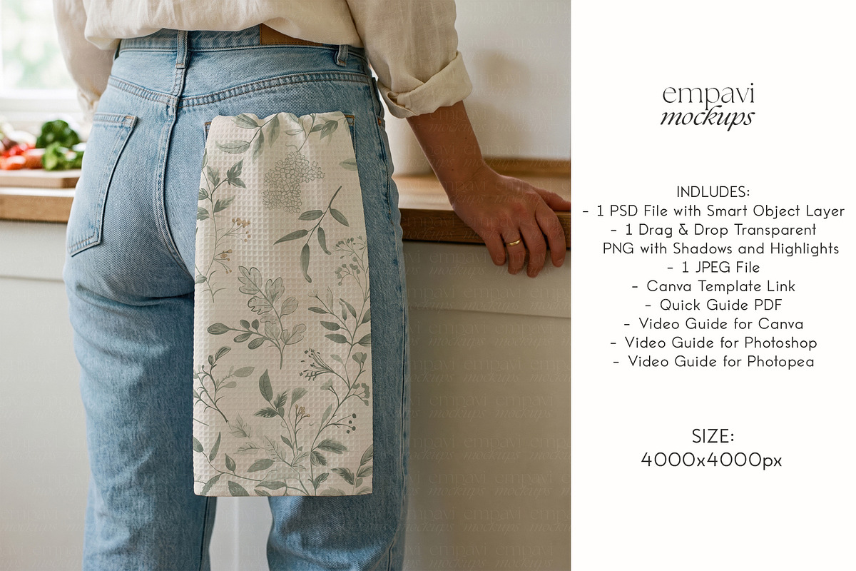 Waffle Tea Towel Mockup, a Household Mockup by EmpaviMockups (Photo 4 of 6)