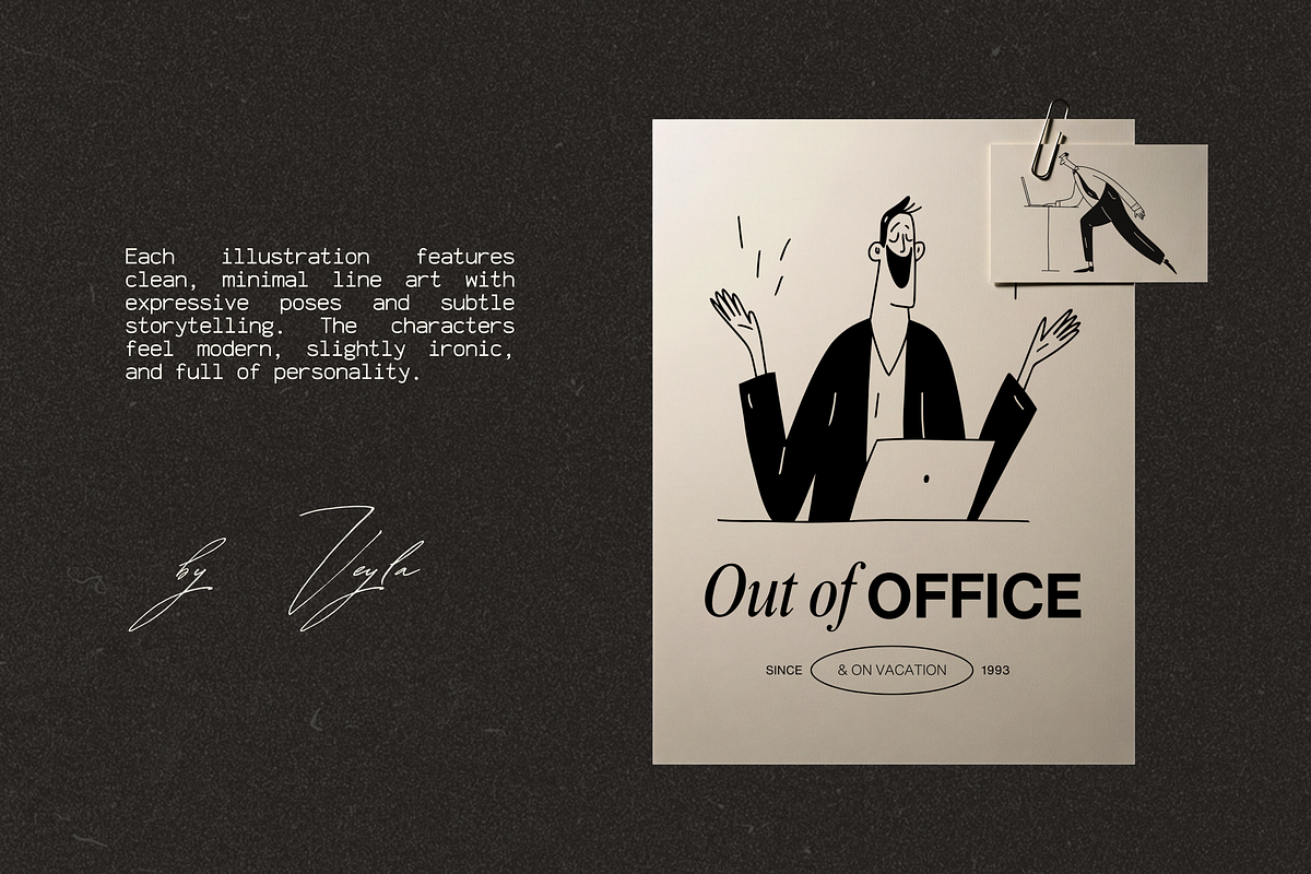 Office Life: 50 Line Art Characters, a Person Illustration by Veyla (Photo 7 of 14)