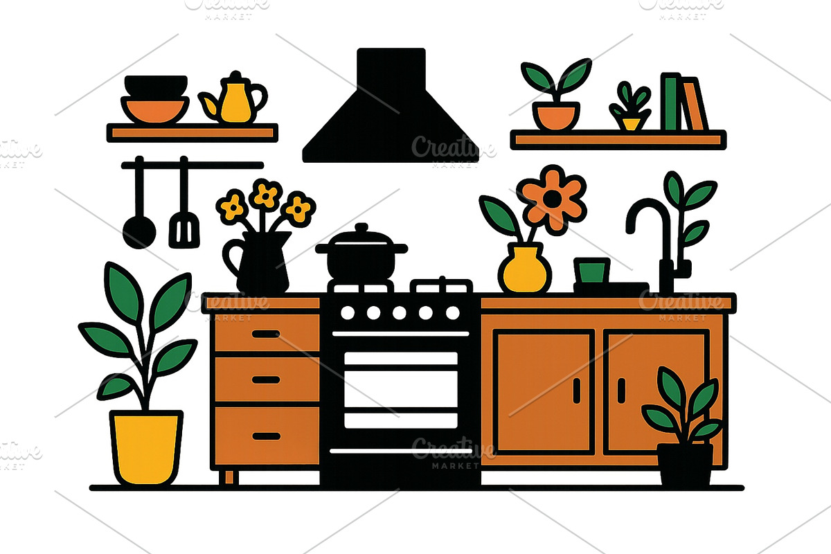 Cozy kitchen illustration featuring, an Object Illustration by ZinetroN