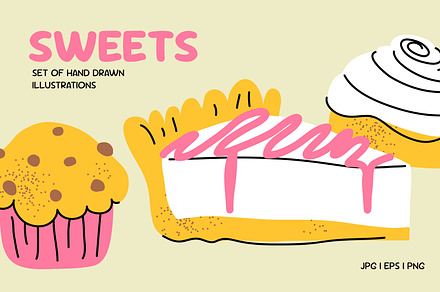 Set of sweets illustrations, vector