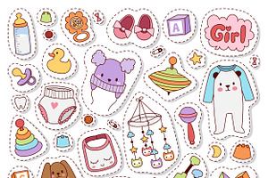 Patch Badges With Toys Vector