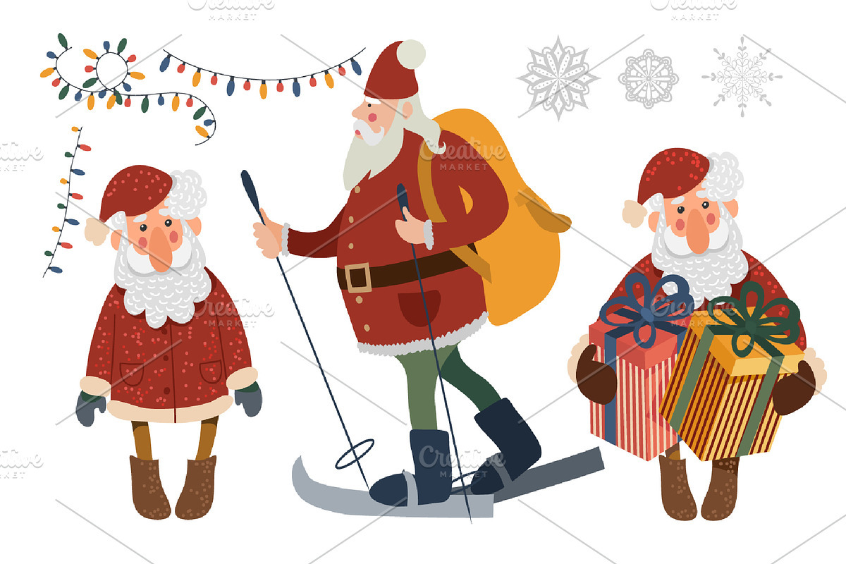 Christmas llamas and Santa clipart, an Animal Illustration by KupalinaArt (Photo 3 of 7)