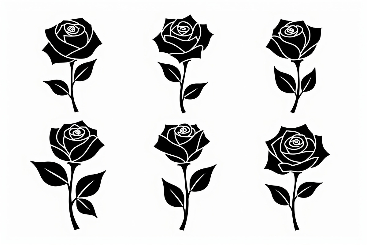 set of vector roses silhouettes, an Illustration by Amazin_art (Photo 13 of 17)