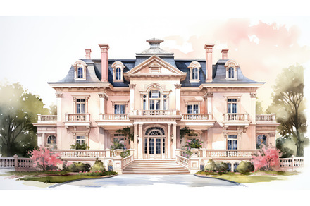 Colonial era mansion watercolor, an Architecture Photo by Aimagenarium@gmail.com