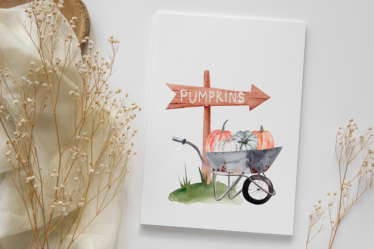 Watercolor Fall Pumpkin Clipart, a Decorative Illustration by YuliyaArtGarden (Photo 5 of 5)