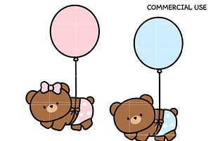 Cute Baby Bear with Balloon SVG