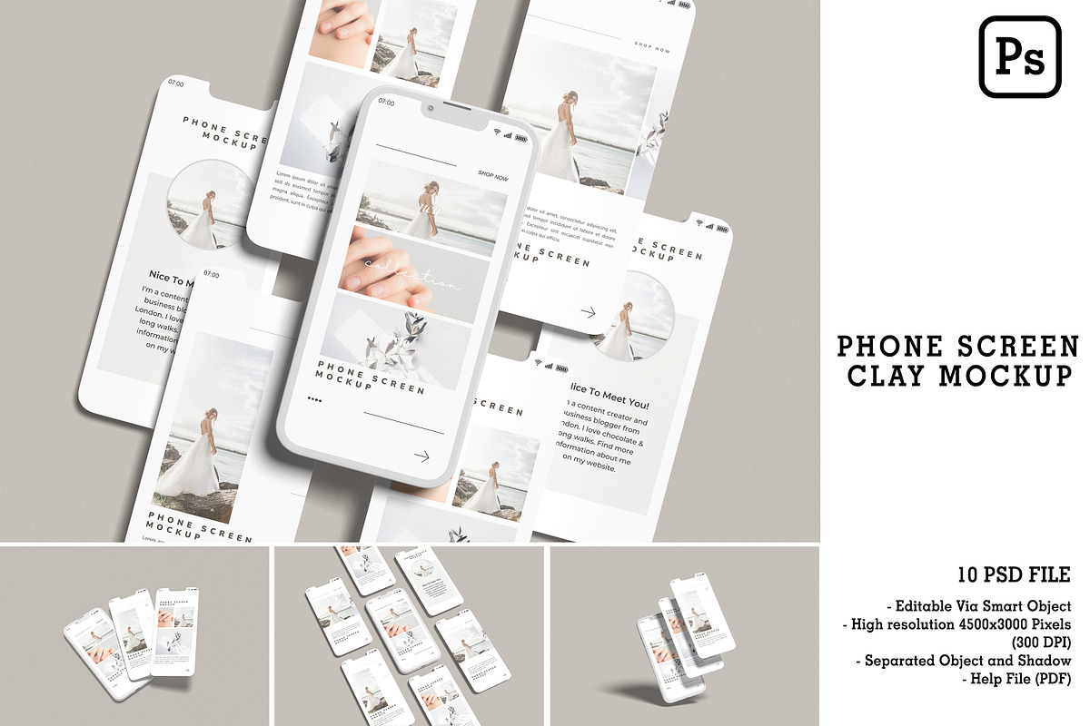 Phone Screen Clay Mockup, an iPhone Mockup by mahremdesign (Photo 1 of 11)