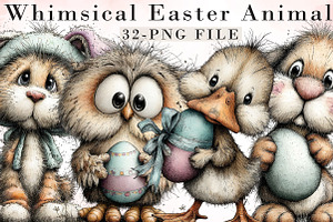 Whimsical Easter Animal Clipart, an Illustration by Libby Wishes