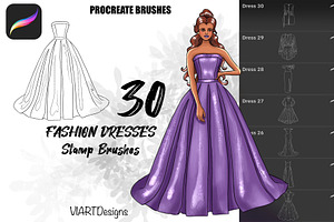 Fashion Dresses Stamps For Procreate